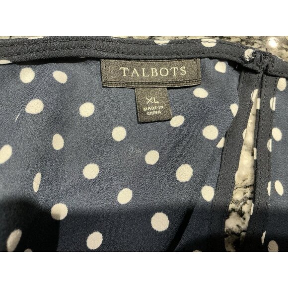 Talbots Top XL Black White Polka Dots 1/2 Sleeve With Flutter Hem - Picture 7 of 10